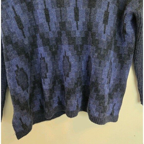 Soft Surroundings Sweater Womens M Turtleneck Jacquard Blue Aztec Wool Alpaca - Picture 3 of 7